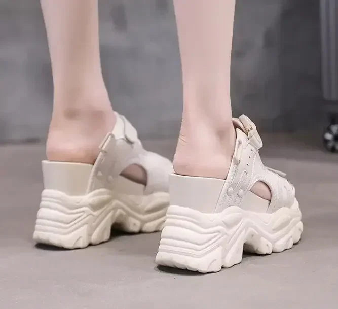 Brand Chunky Platform Sandals Women 10.5CM High Heels Sexy Open-toed Sandals Wedge Increased Shoes Ladies Beach Summer Sandalia
