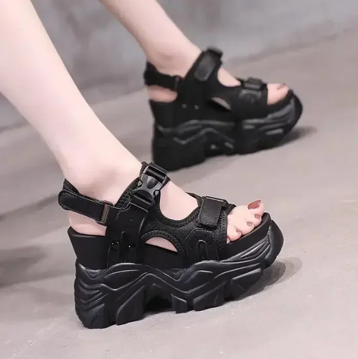 Brand Chunky Platform Sandals Women 10.5CM High Heels Sexy Open-toed Sandals Wedge Increased Shoes Ladies Beach Summer Sandalia