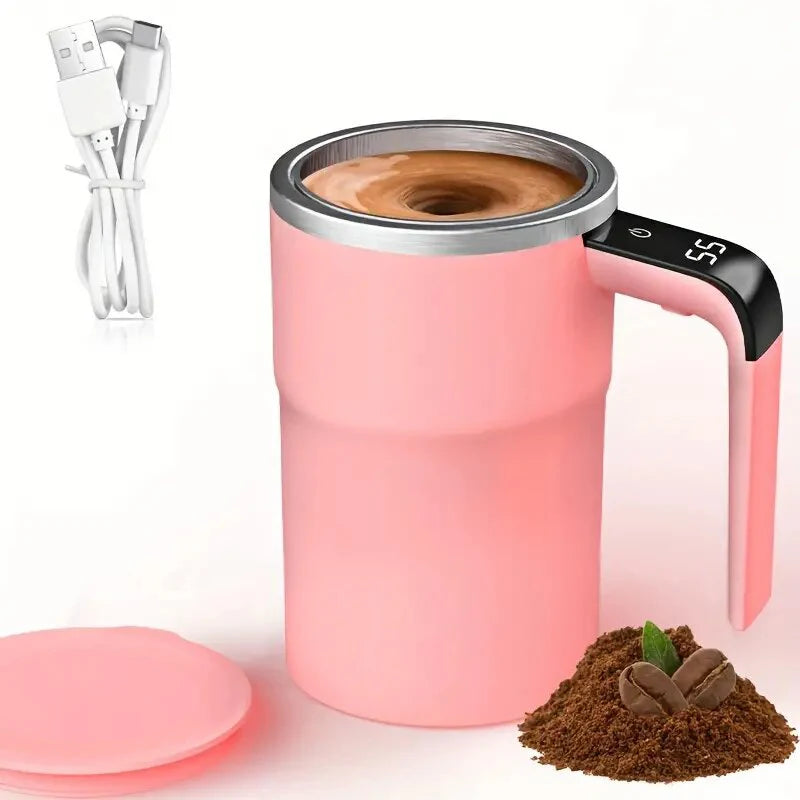 Digital temperature automatic stirring cup, automatic magnetic self stirring coffee cup with temperature display function,