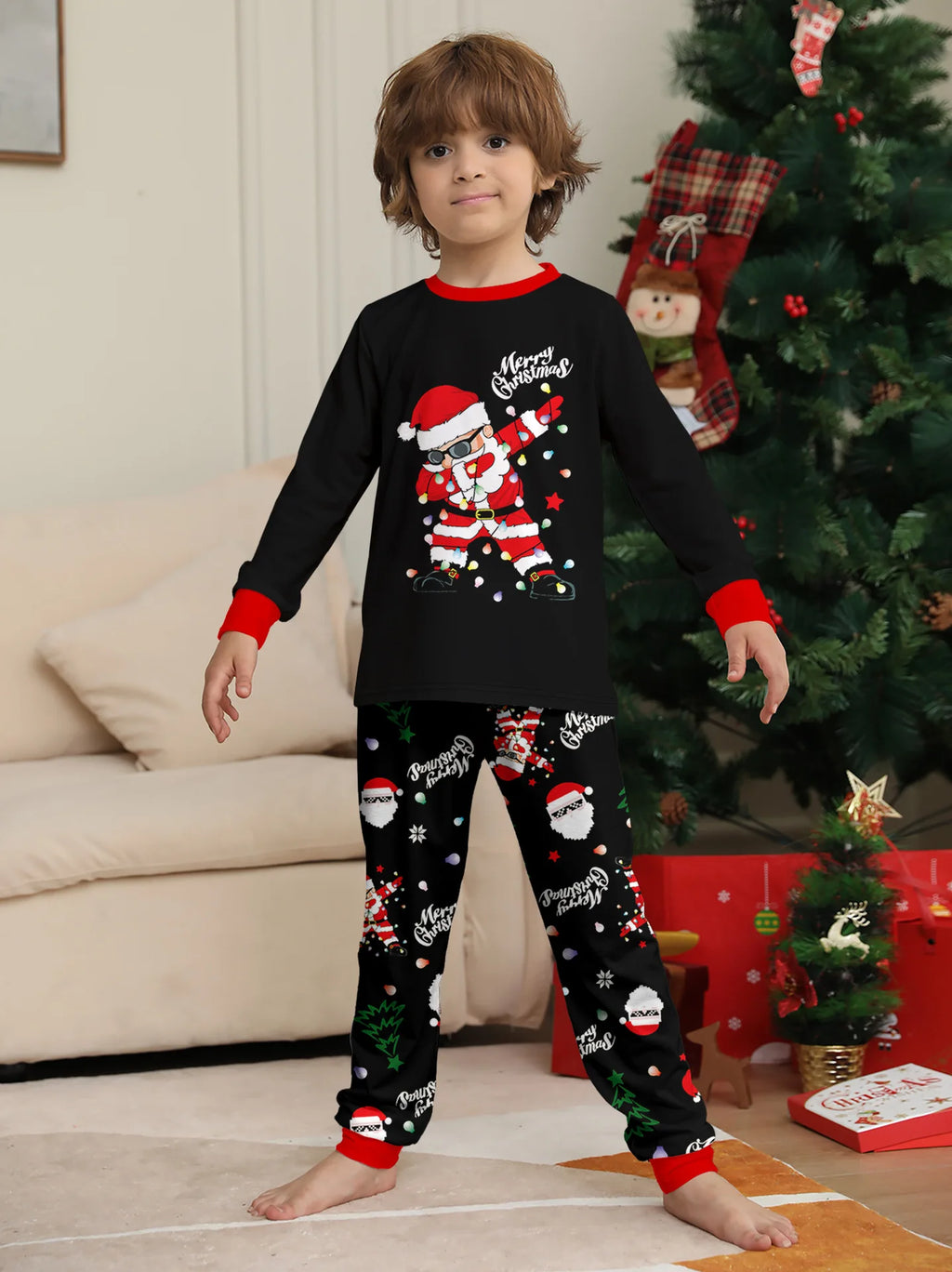 2025 New family-friendly home wear for Christmas holiday photos, including adult and children's pajama sets, Family Pajamas