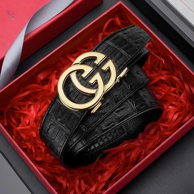 Men's High-Quality Belt with Metal Alloy Automatic Buckle - Luxurious Brand Design, Stylish Essential for Daily & Business Wear