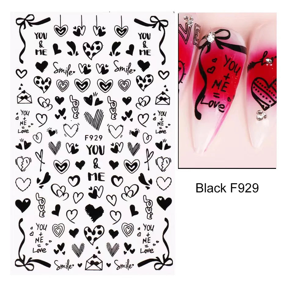 1PCS Valentine's Day Nail Stickers Cartoon Love Nail Supplies Nail Decals for Ladies Nail Art Decoration