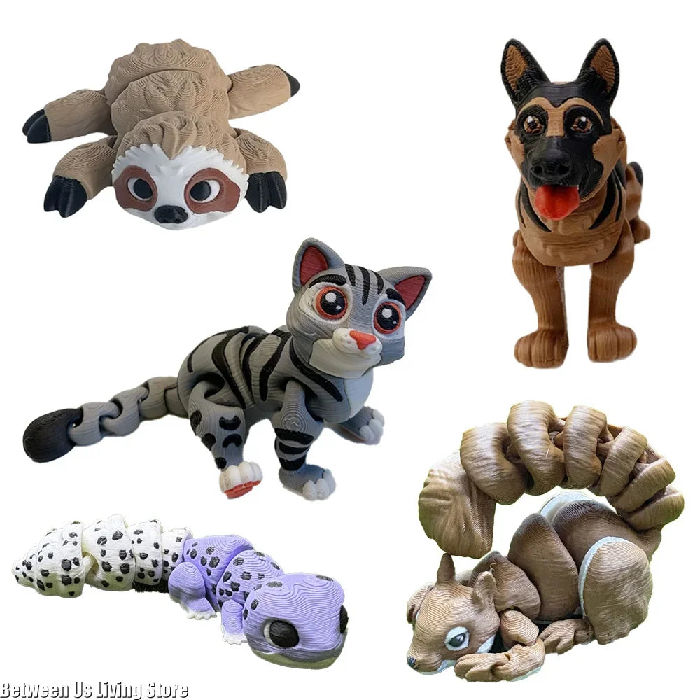 Multi-articulated 3D Printing Articulating Animals Squirrels Foxes Dogs Wolves for Home Desk Decoration Decor Kids Gift
