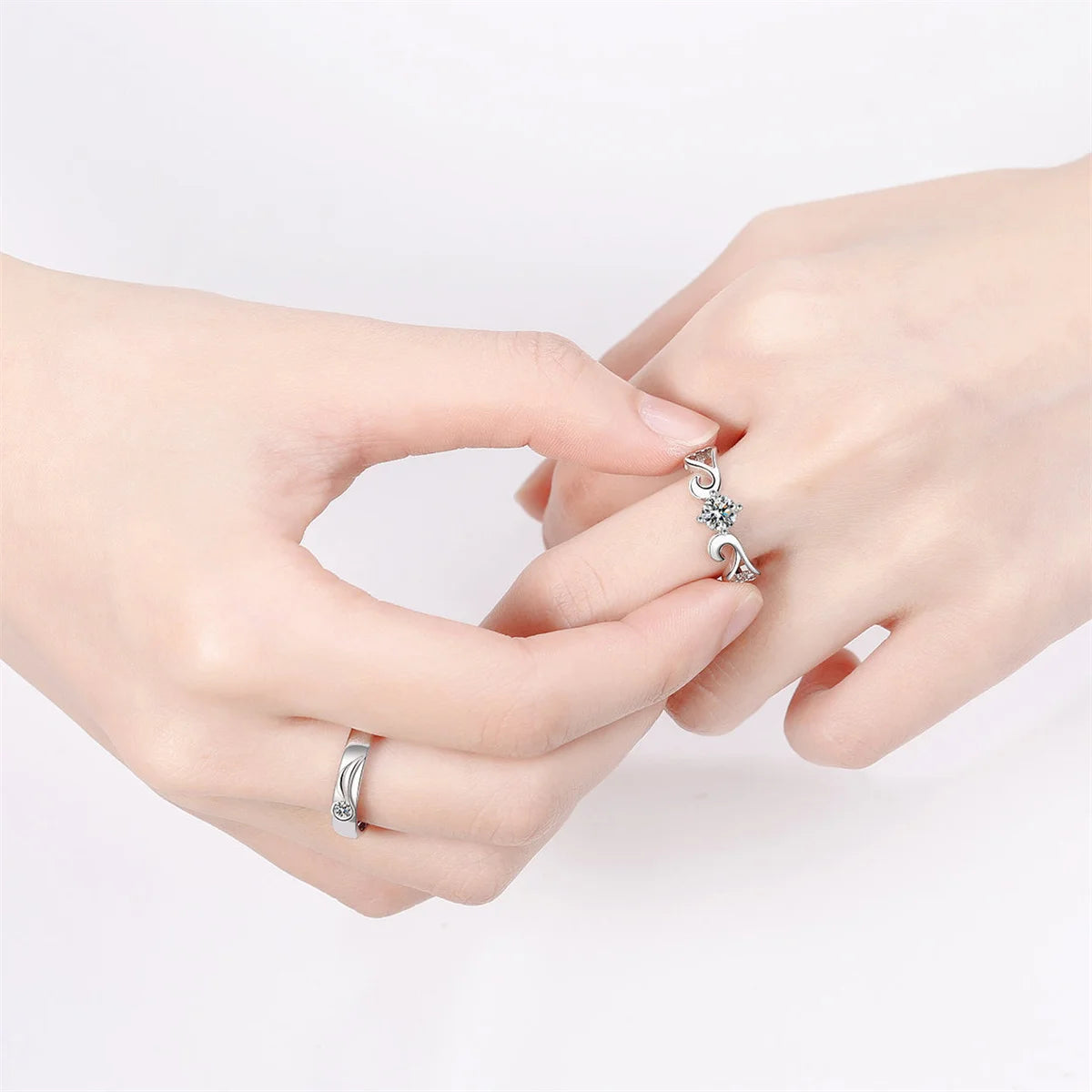2Pcs/set Silver Plated Crown Square Couple Rings For Women Men Punk Forever Endless Love Wedding Ring Valentine's Day Jewelry