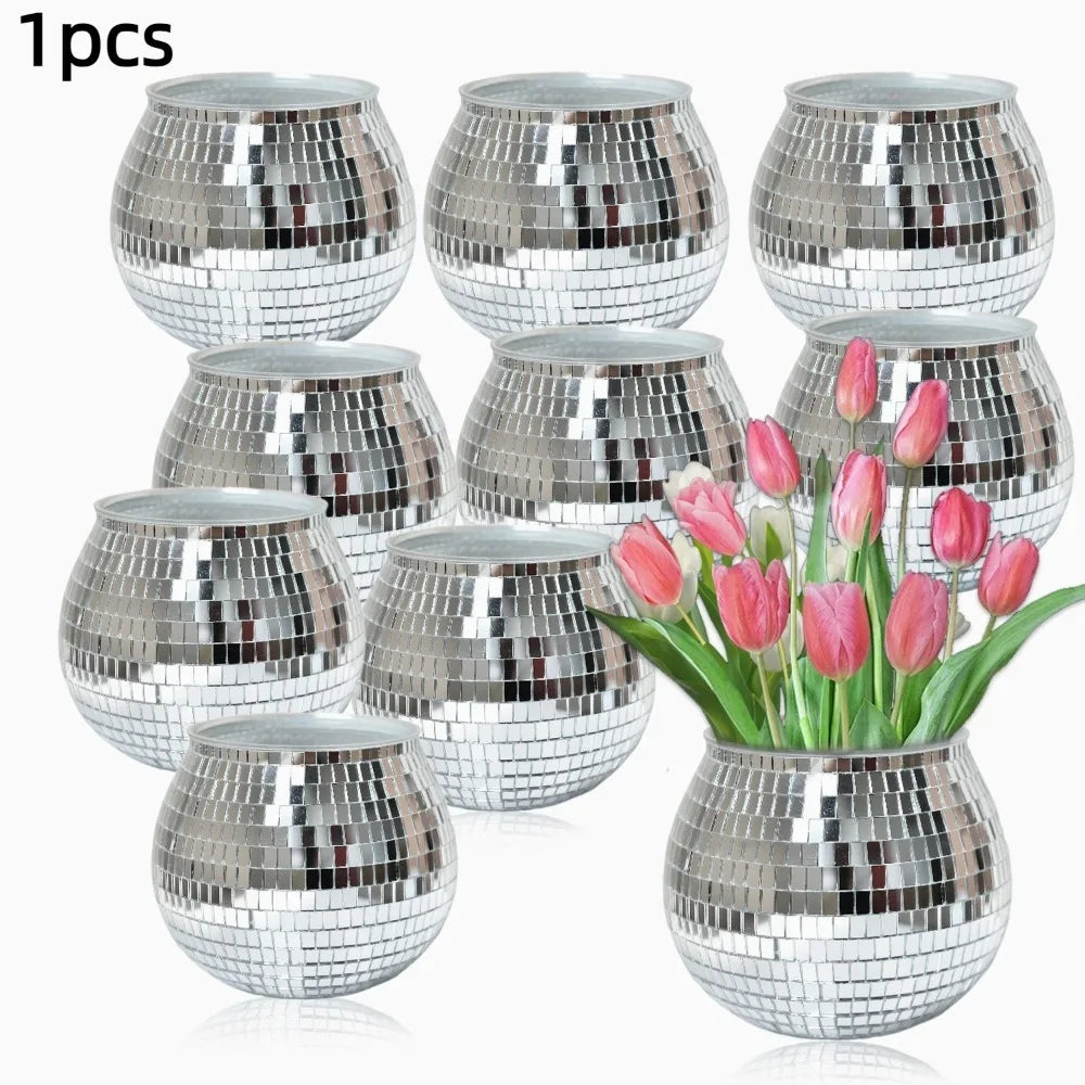 Silver Mirror Glass Decor Vase