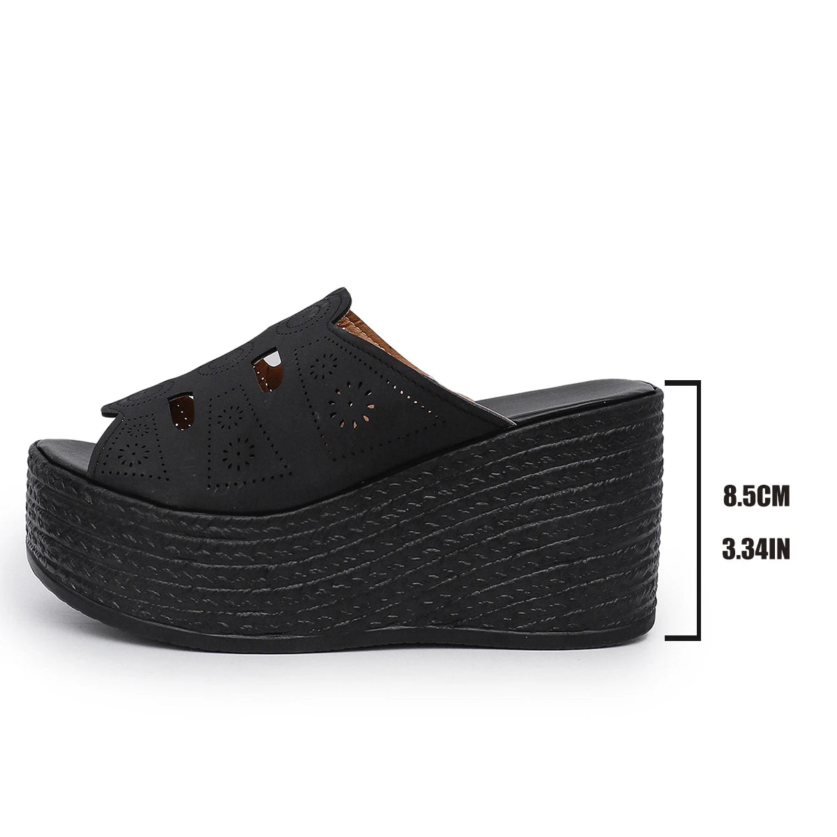 Women Fashion Hollow Out Wedge Heel Sandals Peep Toe Chunky Platform Sandals Summer Anti Slip Thick Bottom Beach Slippers