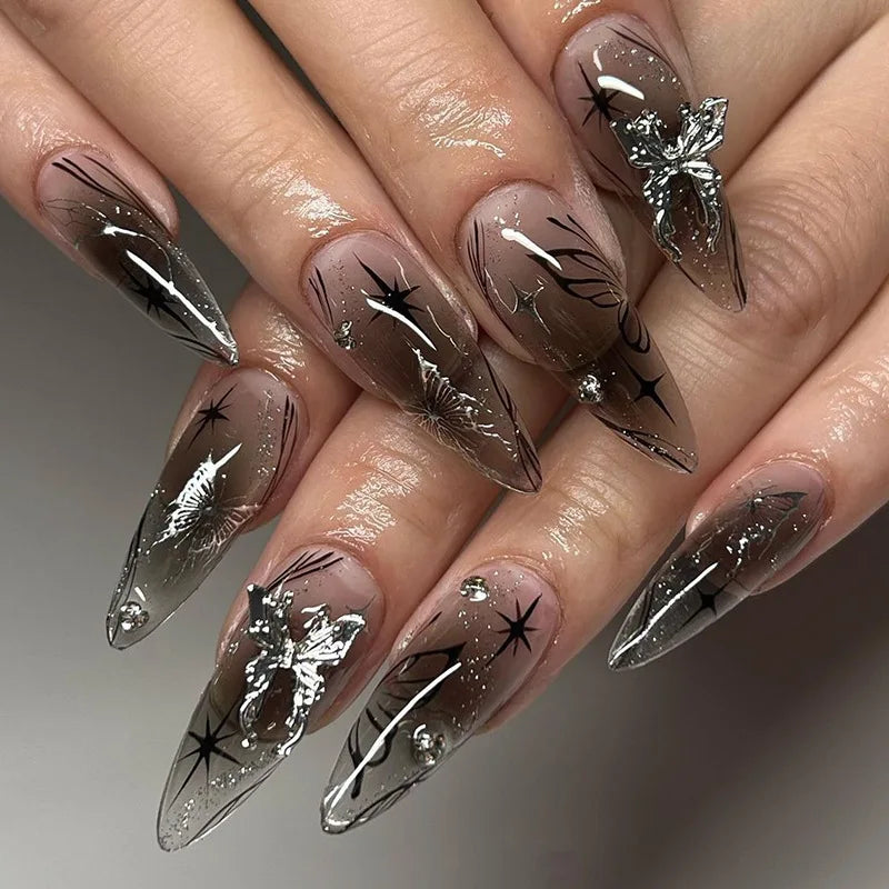 Gothic Bat Press-On Nails | 24pcs Reusable Acrylic | Halloween & Everyday