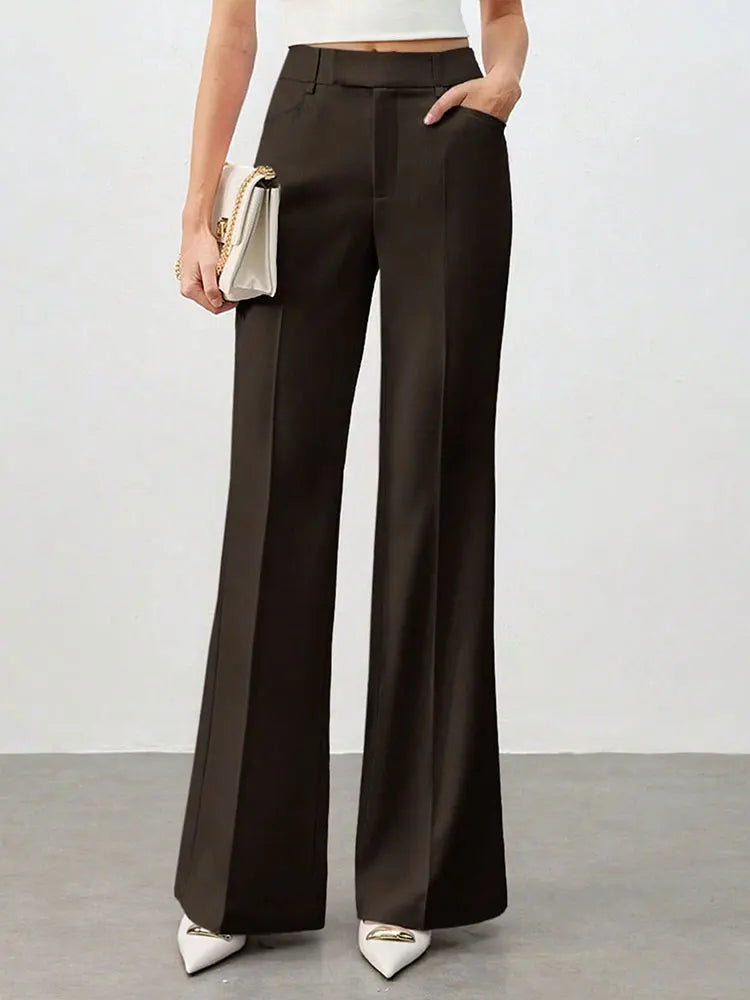 Women Suit Pants Autumn New Streetwear Fashion Casual Slim Pockets Zippers Trousers Solid Elegant Lady Versatile Pants Clothing