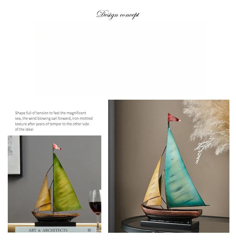 Creative Sailboat Model Ornament, Luxury Decor for Living Room TV Cabinet Bar Office Desk Decoration Home Decoration Accessories