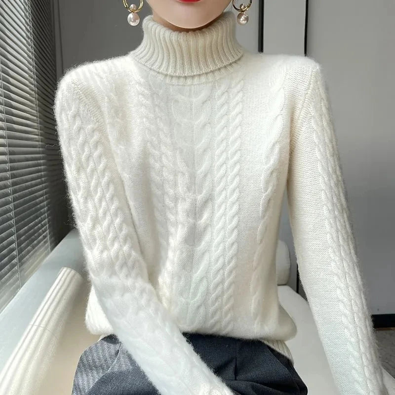 Street Turtleneck Sweater Women 2023 Autumn Winter Long Sleeve Cashmere Female Knitted Pullover Loose Lady Thicken Knitwear