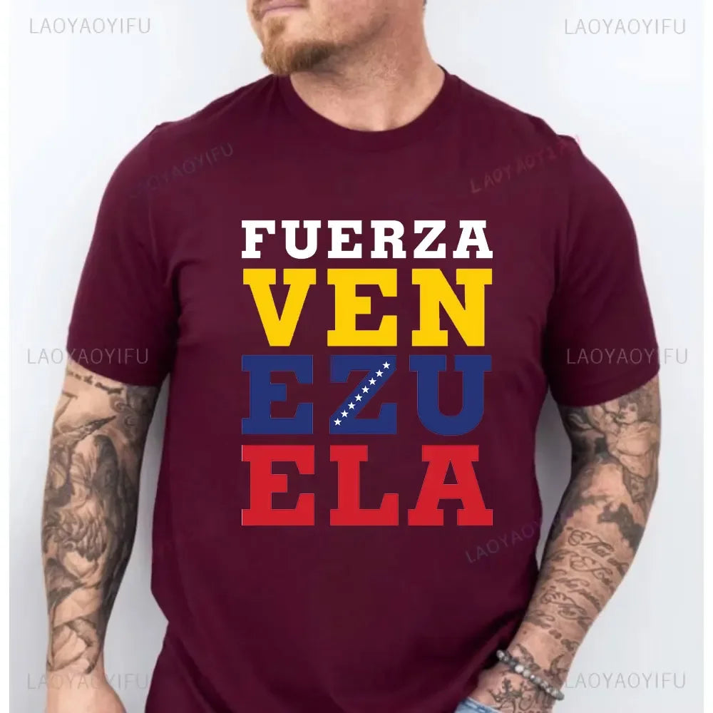 Venezuela Men Cotton Tshirt America Venezuelan Heritage Men High Quality Wine Red T-shirt Proud Roots Born Family Gift Tops