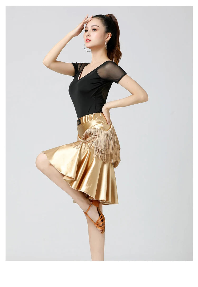 Adult Latin Dance Skirts Women's Practice Clothing Tassel Skirts Bot Wear Cetition Dance Performance Clothing