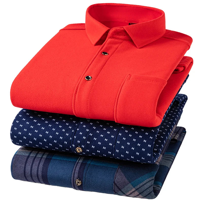 Winter Warm Men's Plaid Shirts Thickened Flannel Casual Menswear Long Sleeve Plus Size Office Workwear Casual Male Check Shirts