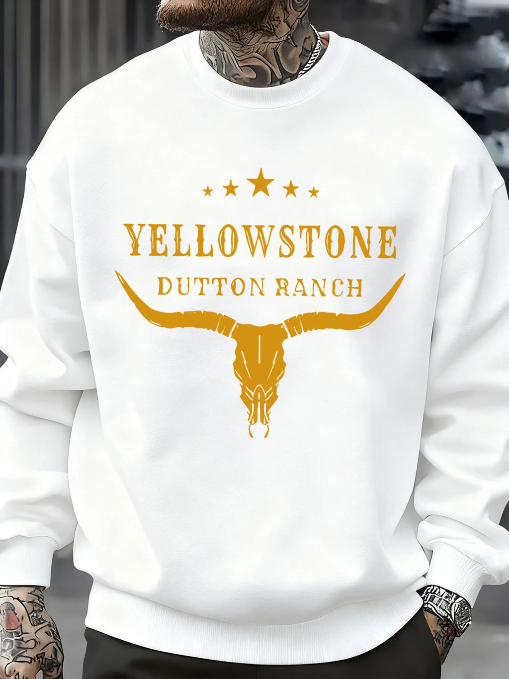 Yellow Stone Dutton Ranch Prints Mens Sweatshirt O-Neck Pullovers Tops Autumn Casual Multicolor Streetwear Fleece Man Clothes