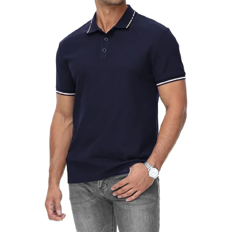 New Men's Short Sleeve Polo Shirt Summer Male Contrast Oversized T Shirt Breathable Shirts Lightweight Streetwear Gym Tops