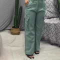 Fashion Retro Overalls Pants Multi-Pocket Casual Straight Pants High Street Women's Wide-Legged High Waisted Long Trousers