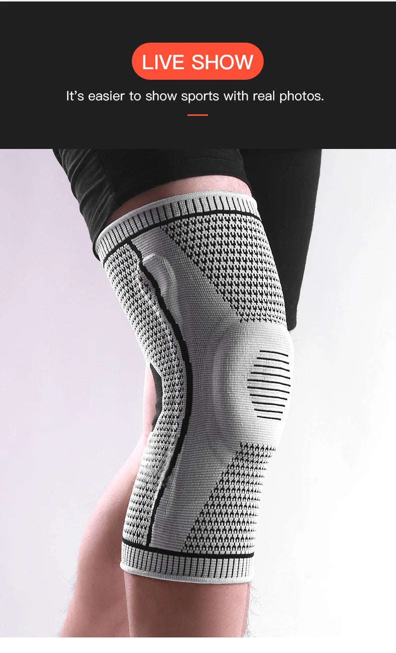 1/2 PC Knee Pads Strap Patella Medial Support Meniscus Silicone Compression Protection Sport Knee Braces Basketball Running Prot