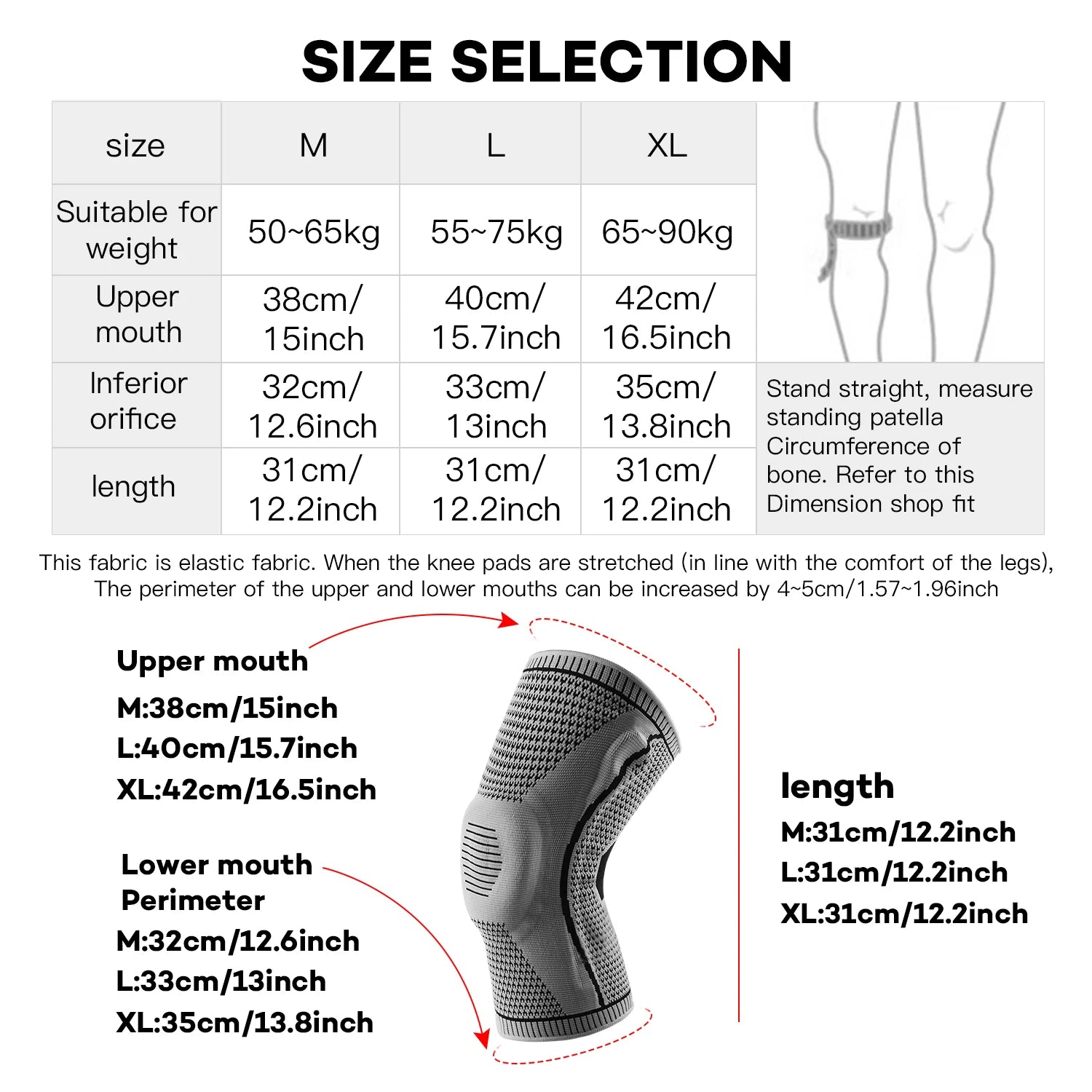 1/2 PC Knee Pads Strap Patella Medial Support Meniscus Silicone Compression Protection Sport Knee Braces Basketball Running Prot