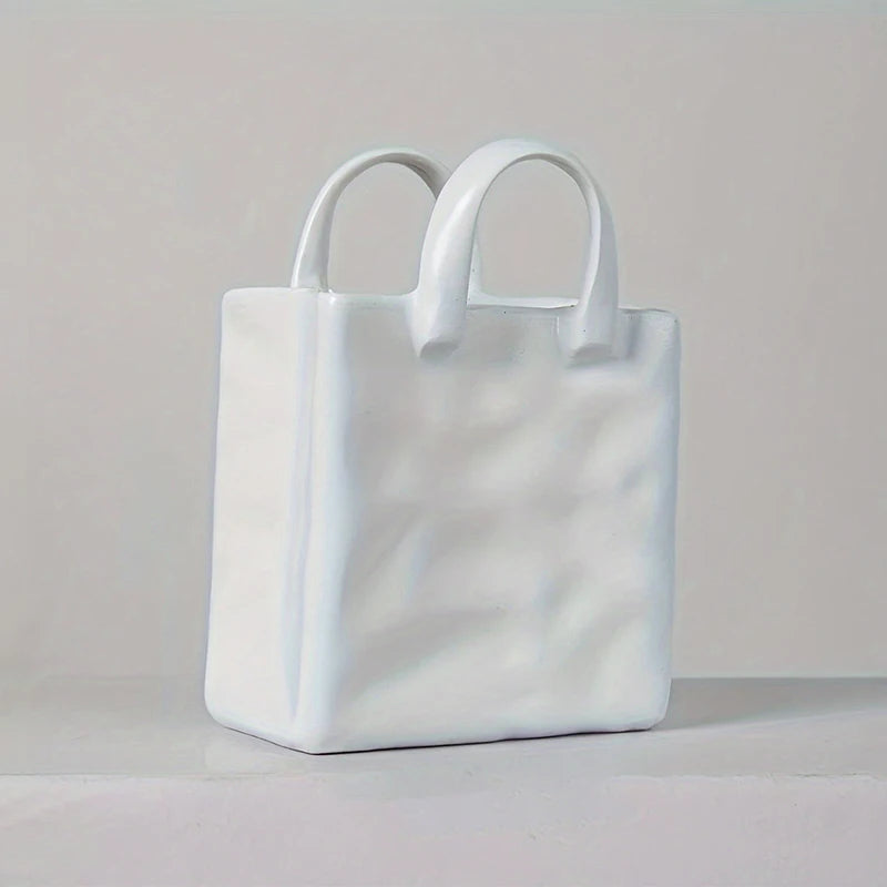 Handbag Shape Vase Modern Decorative White Vase