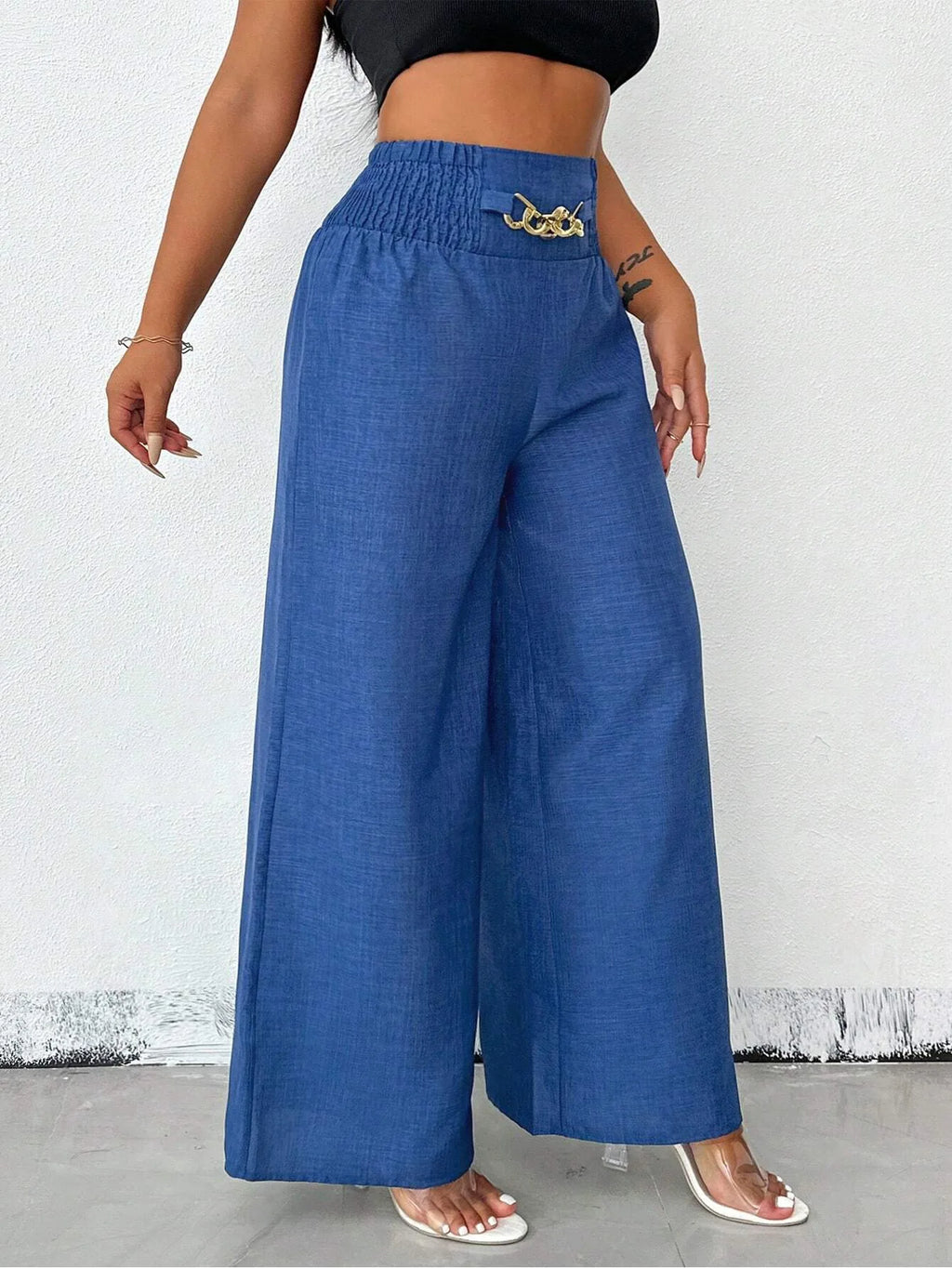 Elegant Solid Wide Leg Pants Fashion