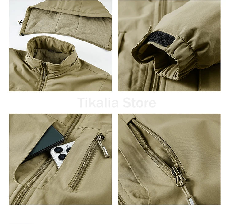 Men's Winter Parka Jacket with Faux Fur Lined Thicken Keep Warm Waterproof Outerwear Multi-pockets Coats Plus Size M-8XL Jacket