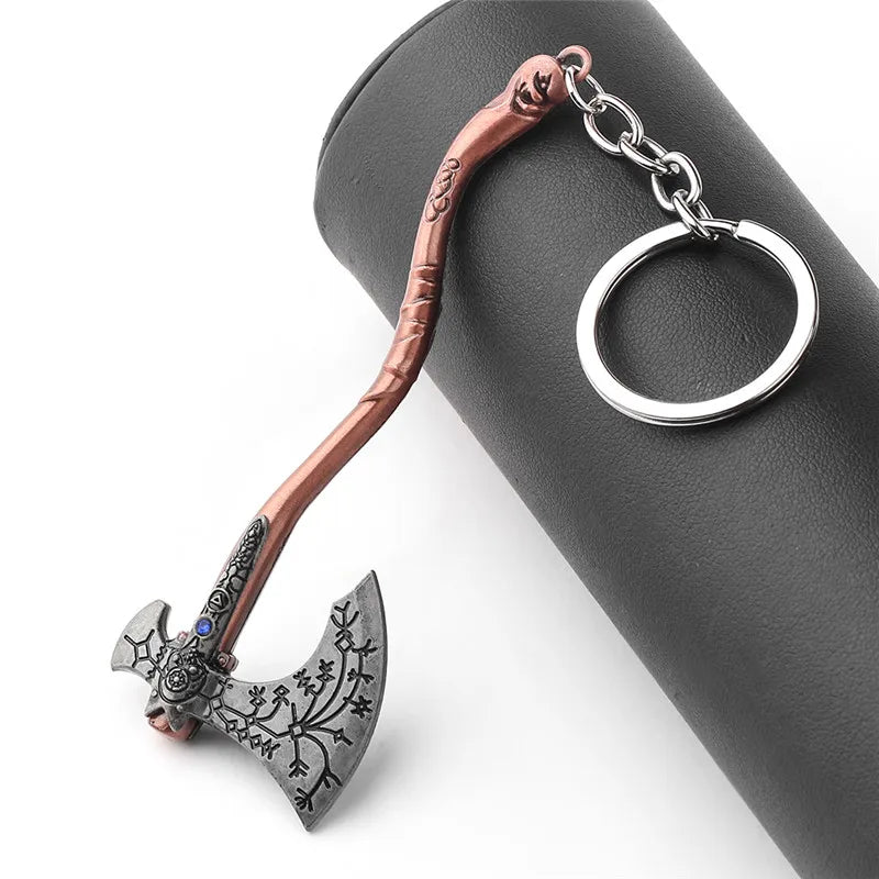 God of War Kratos Axe Key Chain Guardian Shield Sword Pendant Keychain for Women Men Fans Car Keyring Jewelry