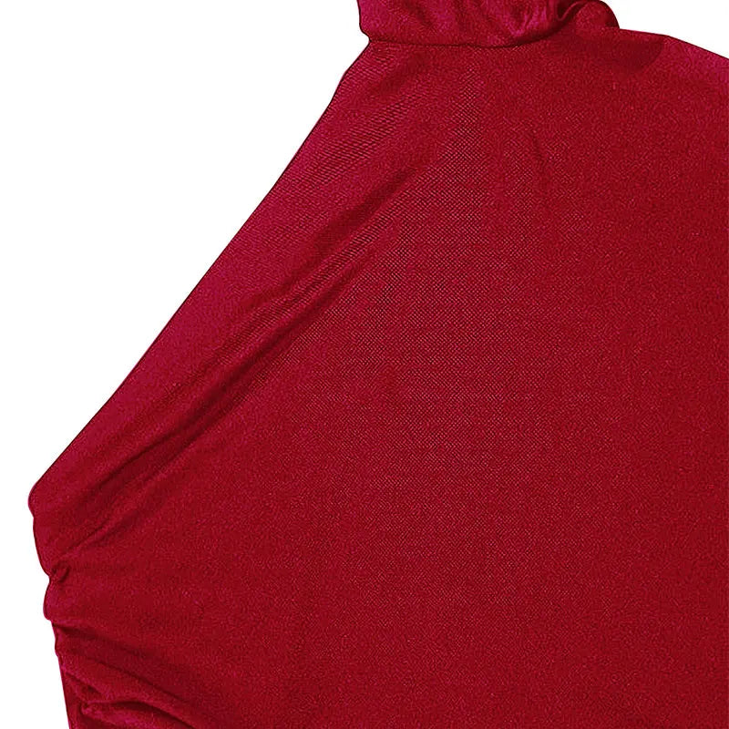 Women's Dresses Autumn New Sexy One-Shoulder Red Dress Streetwear Fashion Casual Slim Elegant Female Club Knitted Dress Clothing