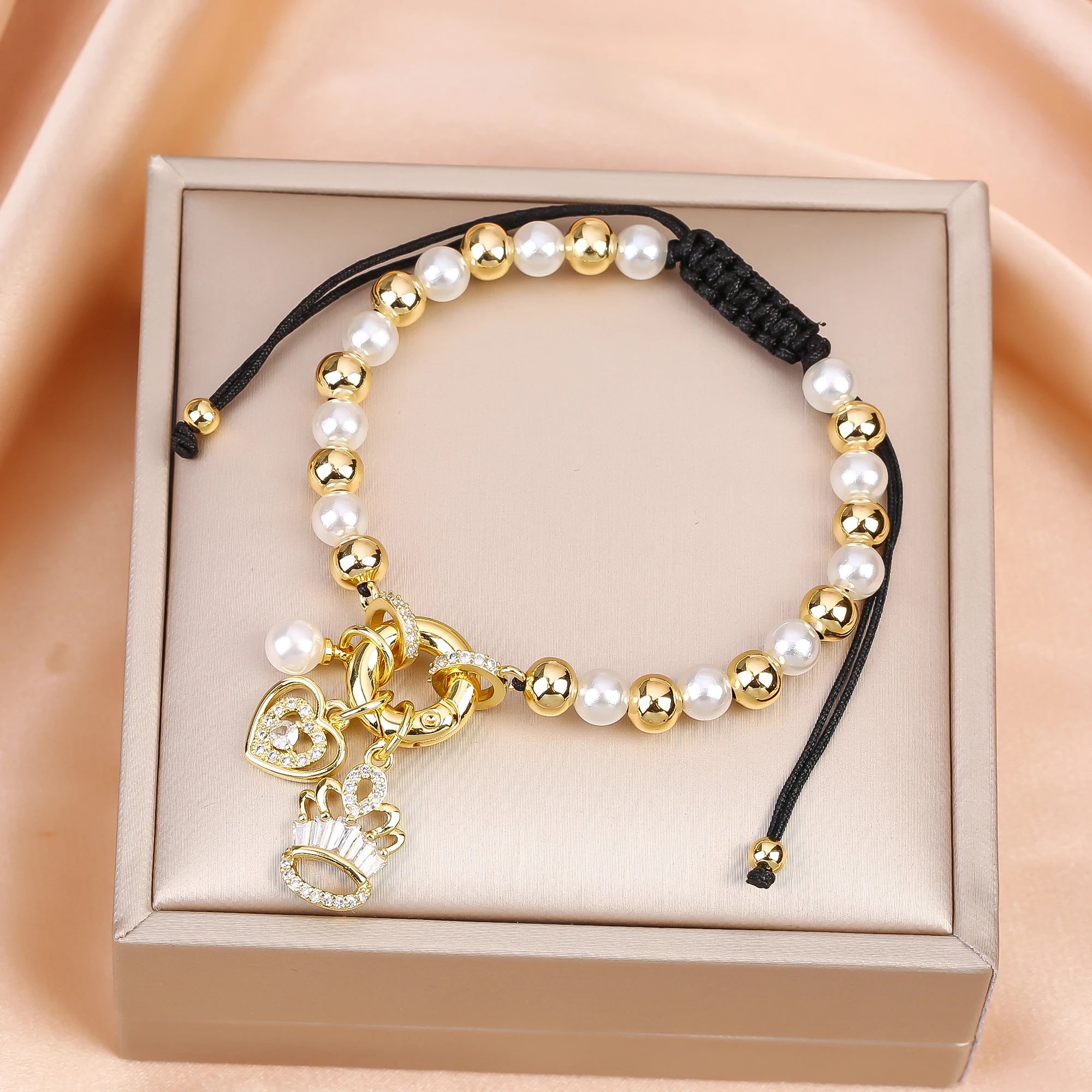 Hot Sale Venezuela Flag Cross Pearl Copper Beads Braided Adjustable Bracelet Classic for Man Woman Party Birthday Jewelry Gift