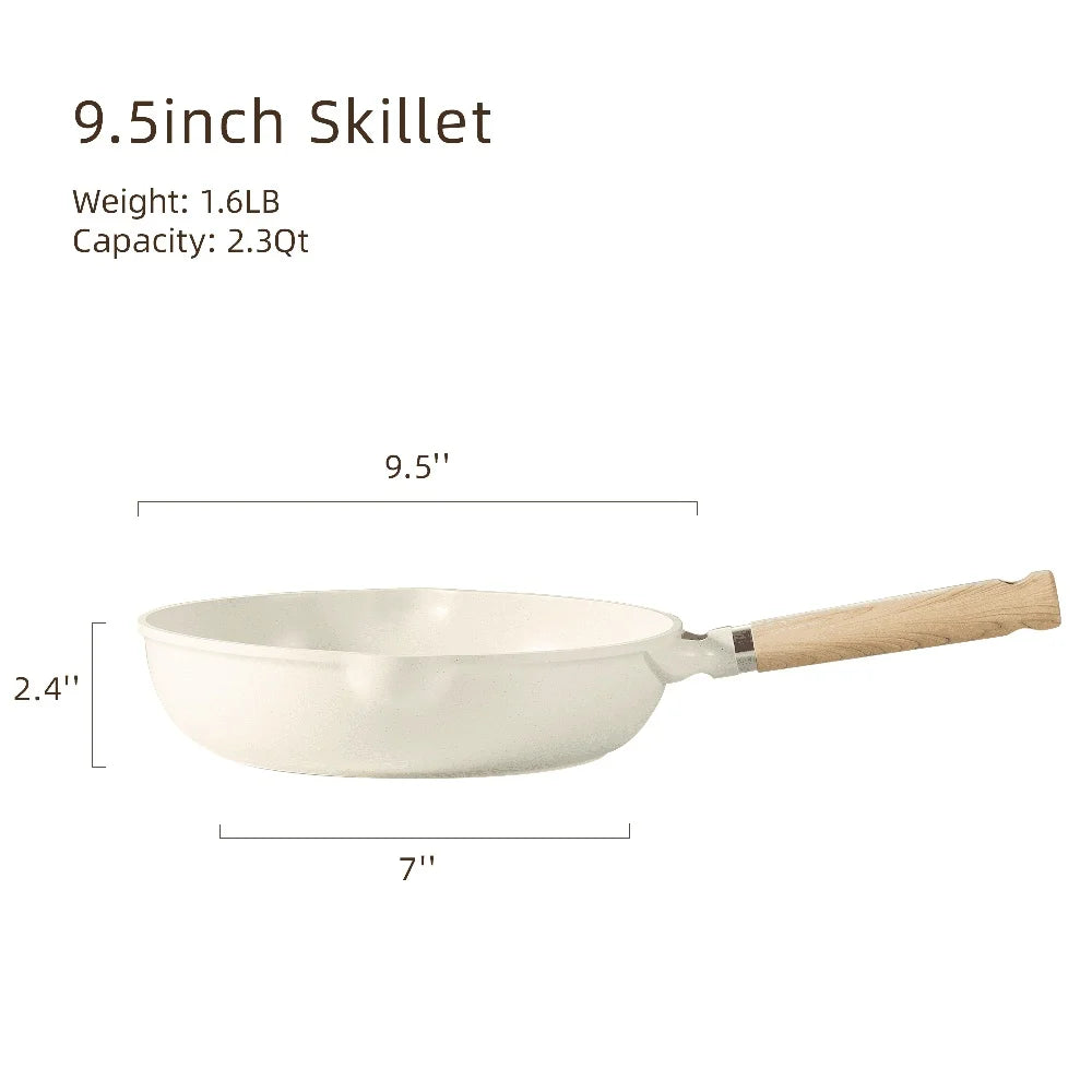 24cm Nonstick Frying Pan Granite Coating Induction Skillet Heavy Duty Omelet Pan Easy Clean Safe Cookware