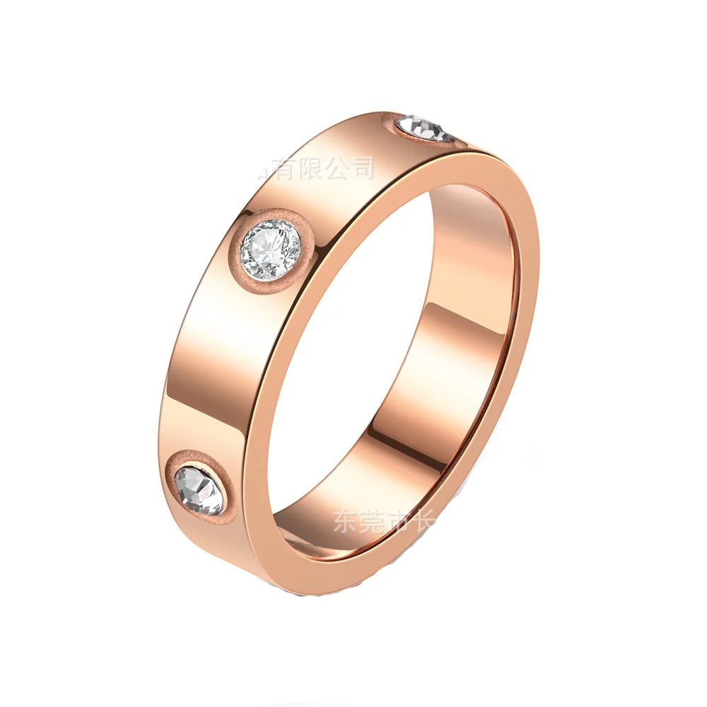 Stainless steel PVD plated 18k gold cartire cross zircon stone love couple ring for men women Valentine's Day birthday gift