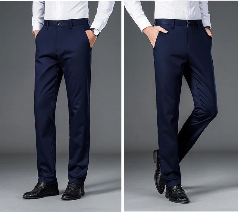 Men's lightweight business casual pants with micro elasticitymen's quick drying pantsnew straight leg office black deep bluepant