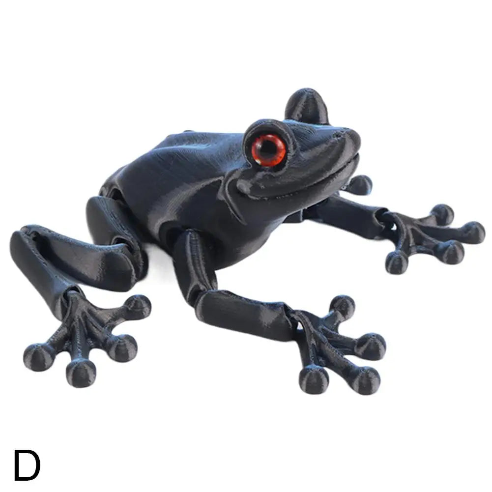 3D Printed Cute Frog Model Multi-joint Movable With Glittering Eyes Simulated Animals Model For Room Decor Accessories Kids Gift