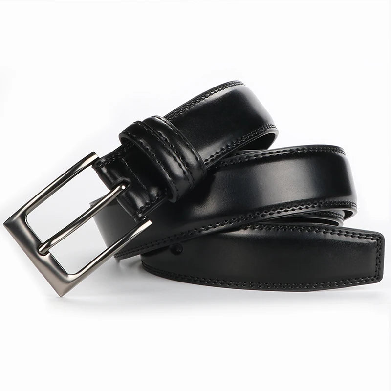 Men's genuine leather belt 1 2/6", a fashionable, simple, and durable belt gift suitable for various occasions