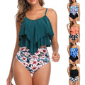Swimwear Ruffles Women Suits Two Piece Sets Printed Beachwear High Waist Bikini Set Bottoms Push Up Tankini Swimsuits Women