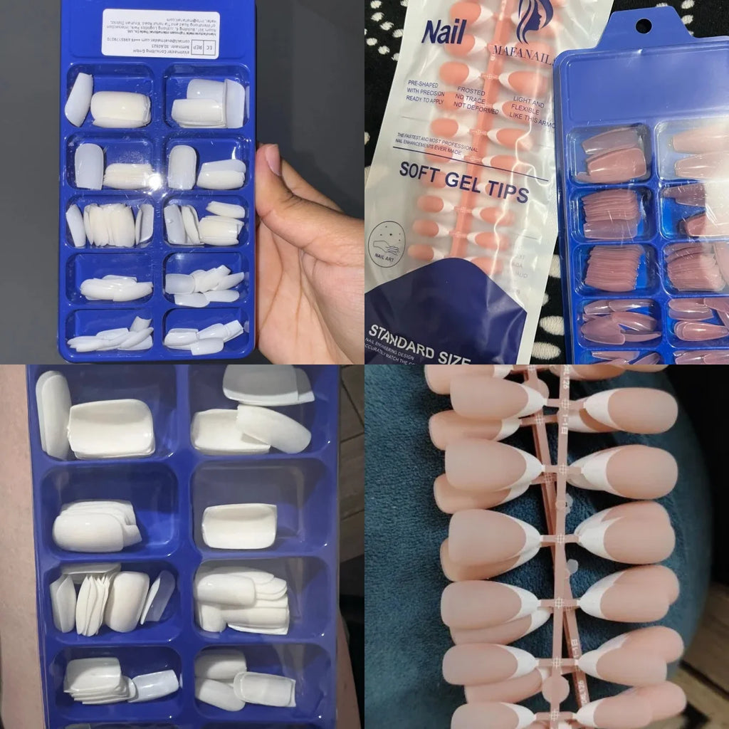 100pcs Light Pink Press-On Nails | Short & Medium Square | 10 Sizes Full Cover Nail Tips