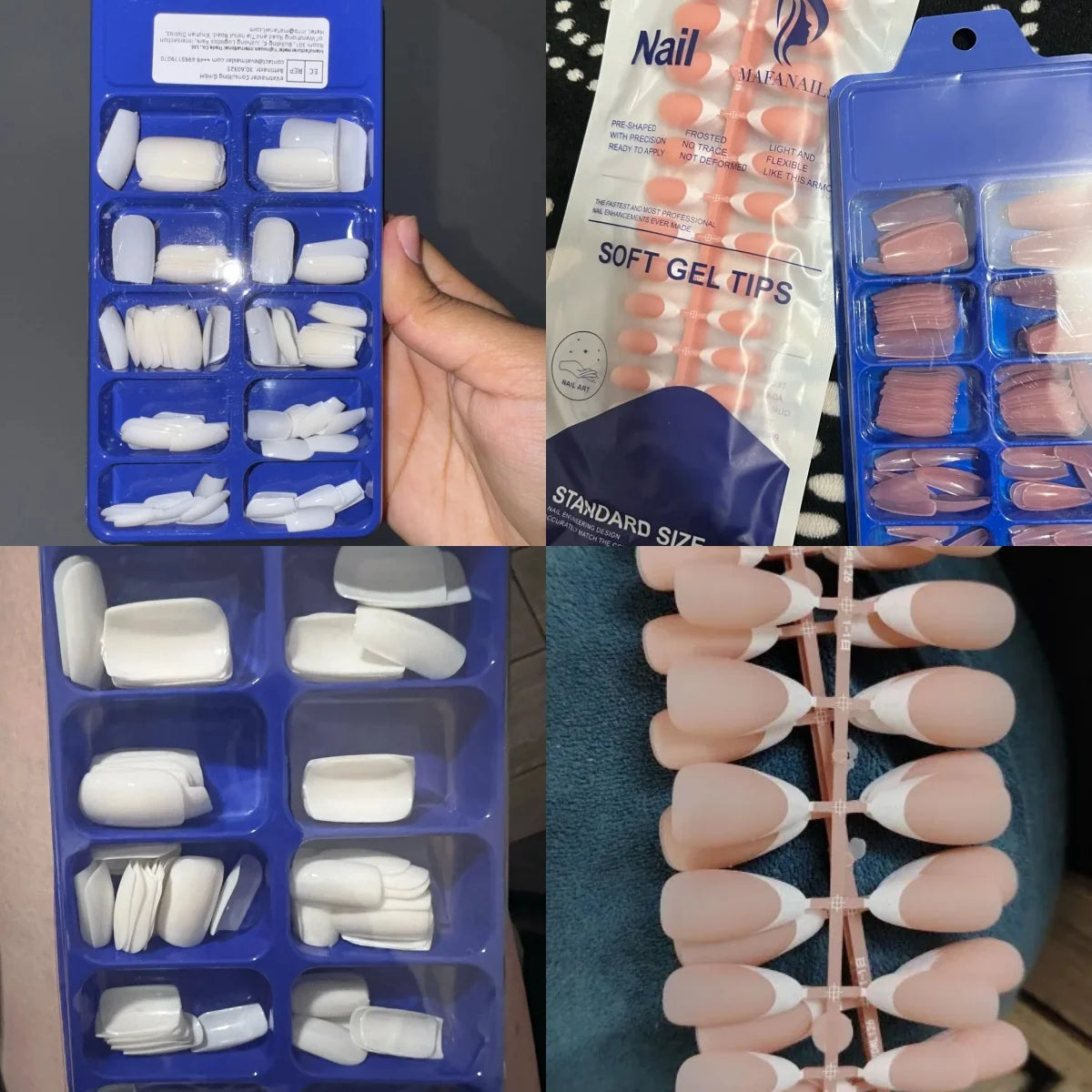 100pcs Light Pink Press-On Nails | Short & Medium Square | 10 Sizes Full Cover Nail Tips