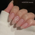 24pcs Burgundy Valentine's Day Fake Nails Bow Dot Diamond Design False Nails Art Removable Waterproof Artificial Press on Nail