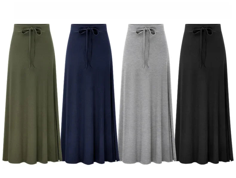 Plus Size Women's Clothing 2025 Fashion Knit Skirt Female High-waisted Long Split A-line Skirt Comforts Women Skirt