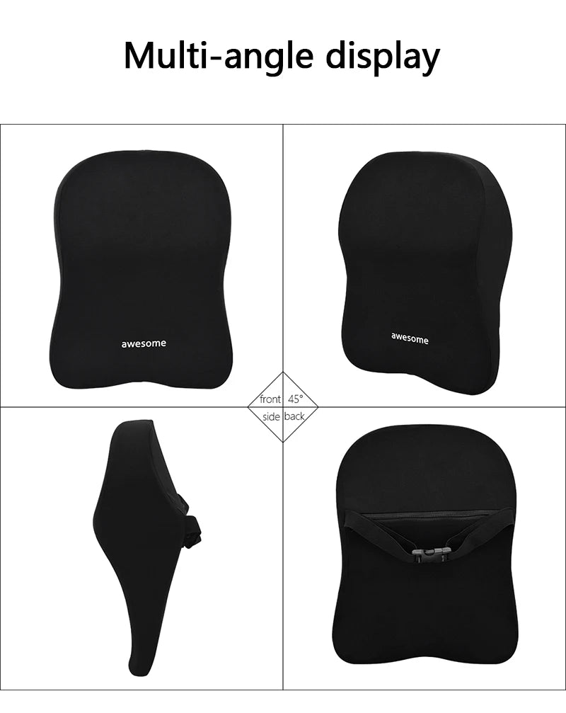 Car Lumbar Back Support Headrest Neck Pillow Memory Foam Lumbar Pillow Universal Soft Neck Pillows Cushion Car Seat Cushion