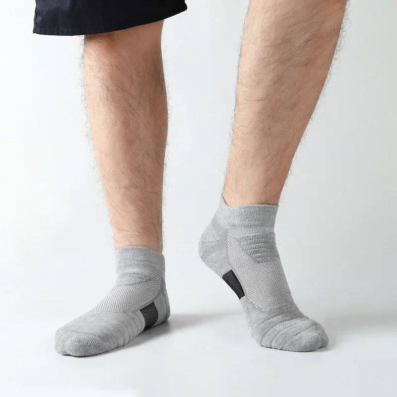 6/3/1 Pairs New Men Sports Running Fitness Flight Short Tube Socks Women's Towel Bottom Basketball Socks Solid Color Black Socks