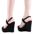 Summer Colourful Sexy Open Toe Ankle Strap Platform Wedge Women Sandals Super Buckle High Heels Gladiator Ladies Wedding Shoes