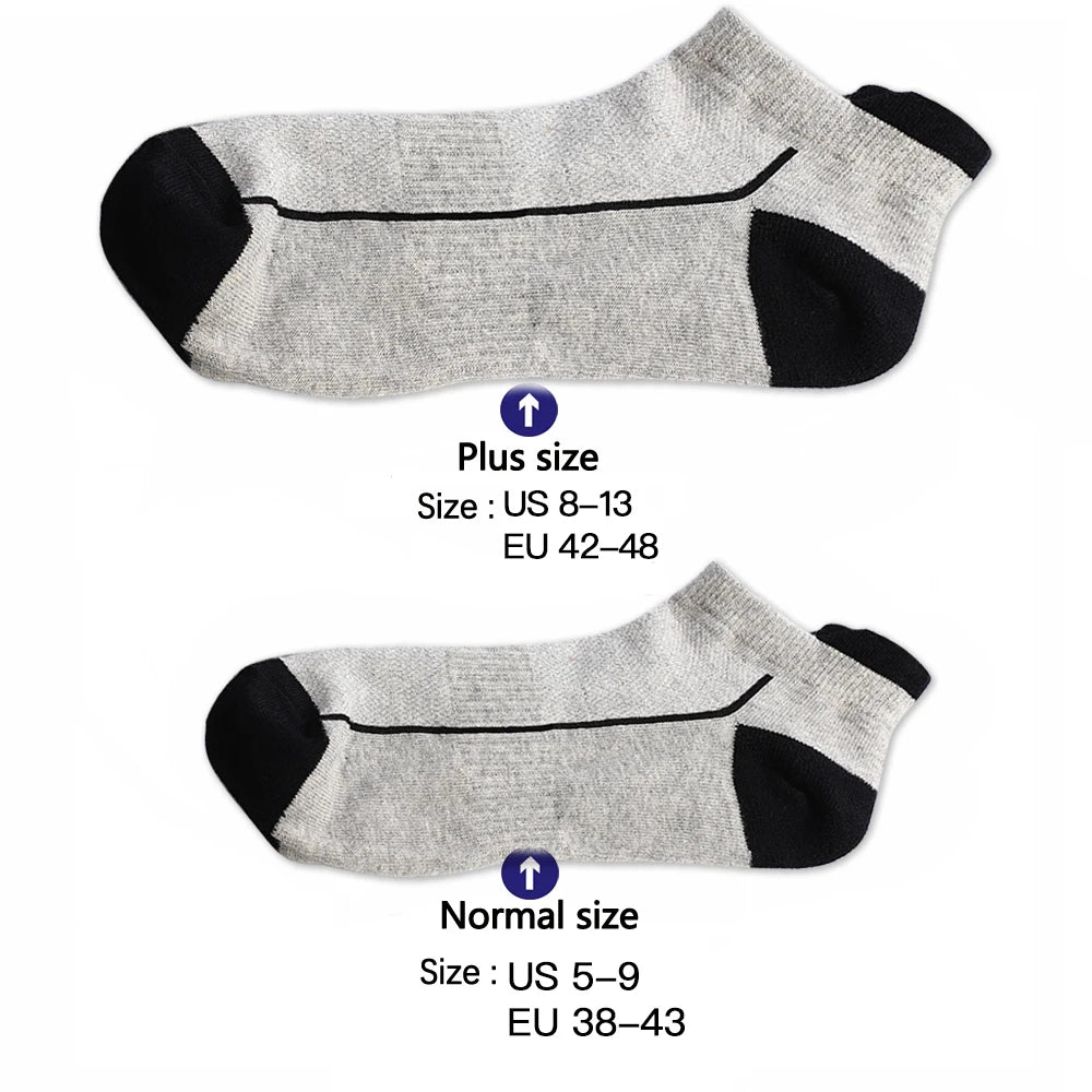 5 Pairs organic cotton men socks thin knit mesh ankle socks summer fitness breathable quick dry short sock for cycling Plus size
