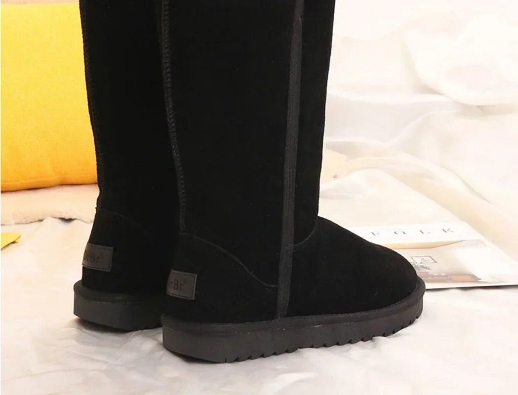 Women Classic Ladies Girls Winter Snow Boots 2024 Waterproof Warm Genuine Leather Fur Australia Plus Velvet Knee High  Winter