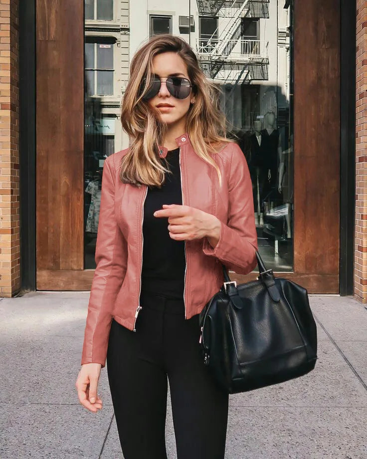 Female Jackets Office Lady Casual Coats Autumn Fashion Short Thin Women Flight Jacket Pu Leather Outwear Zipper Outfit 2024