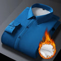 Winter and autumn men's long-sleeved warm-weather shirts for business and casual wear, non-stretchable men's clothing