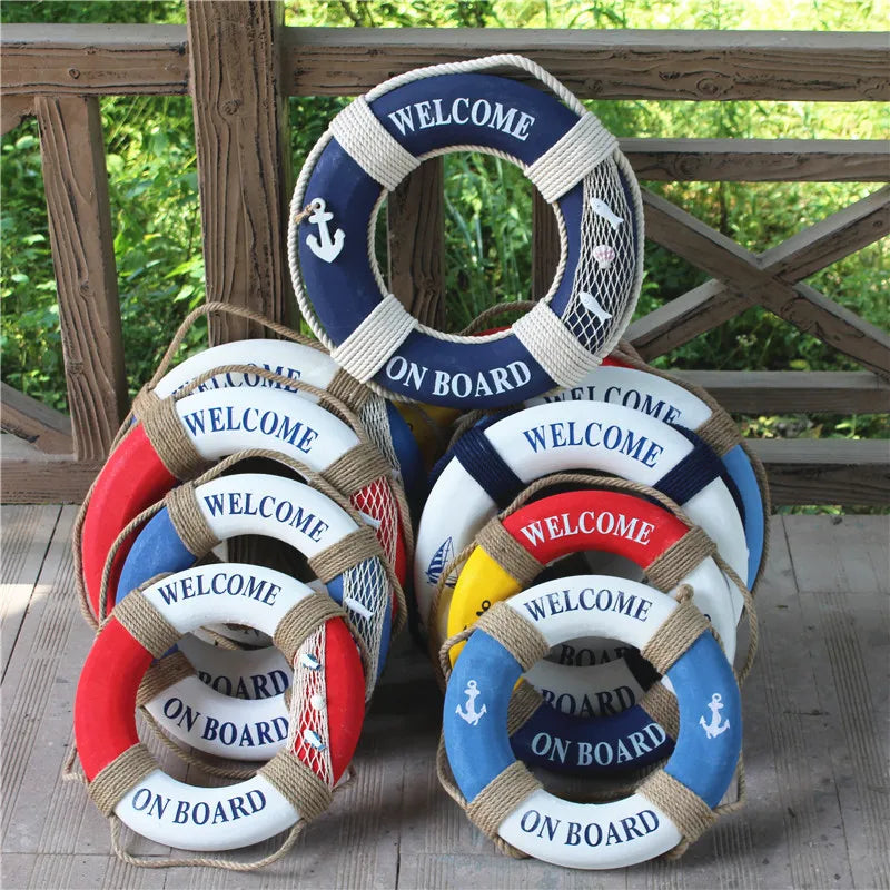 Mediterranean Style Foam Lifebuoy Hanging Tire Decoration Bar Window Background Wall Decoration Wall