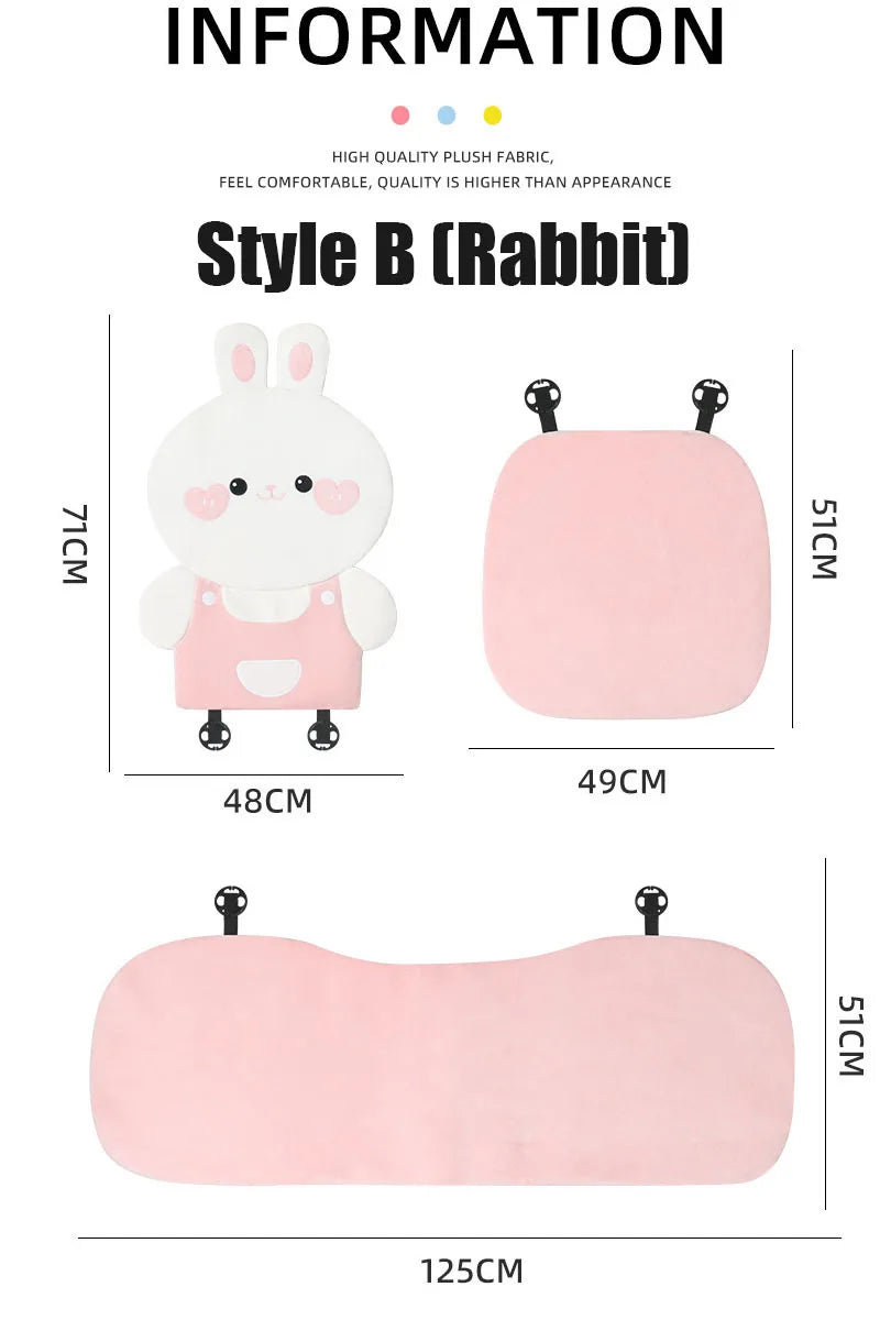 Cute Cartoon Animal Car Seat Covers Cushion Breathable Ice Silk Universal For Women Ladies Gifts Auto Interior Decor Accessories