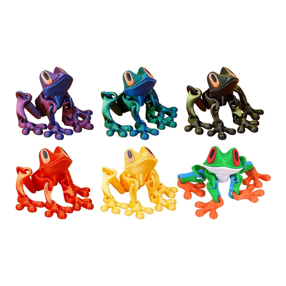 3D Printing Simulation Tree Frog Joint Movable Frog Ornaments Kitchen Home Decoration Office Animal Desk Toy Refrigerator Magnet