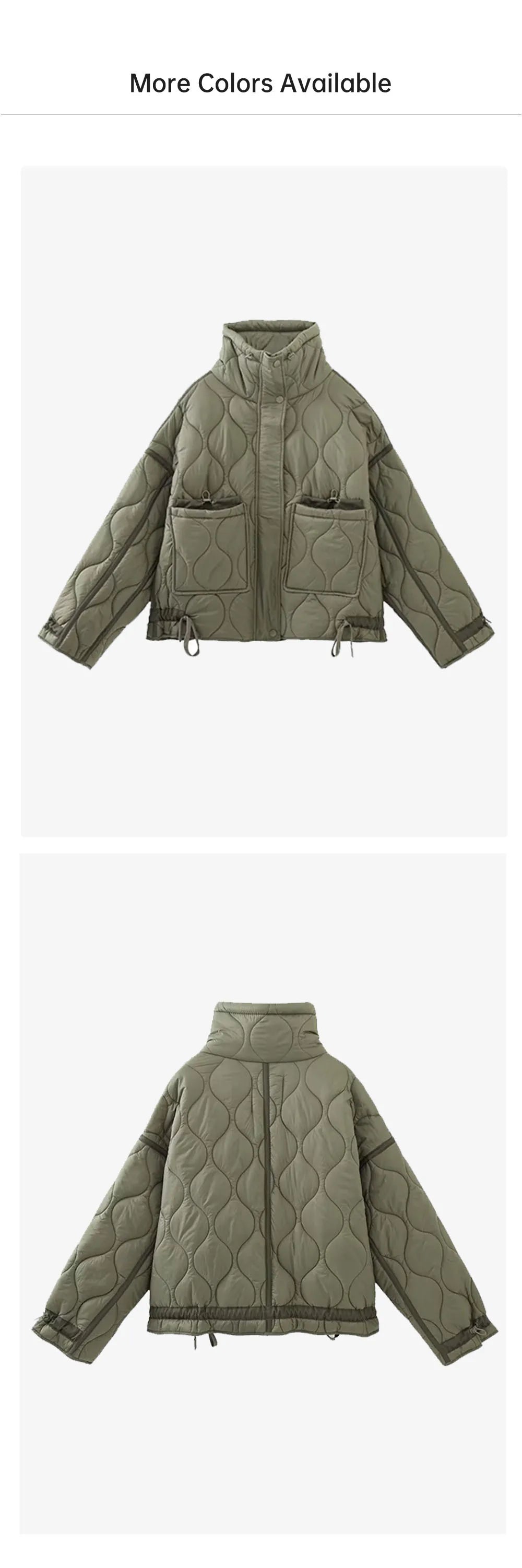 Autumn/Winter New Product Women's New Fashion Loose Pocket Stand up Collar Lightweight Cotton Coat Jacket Coat