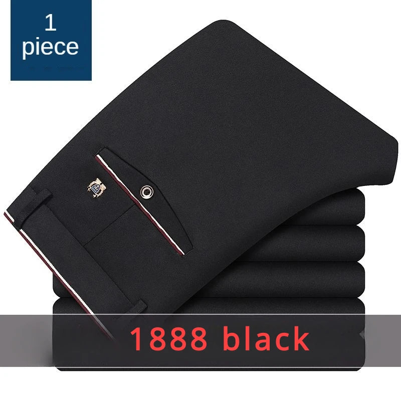 Stylish Black Dress Pants for Men Comfortable Casual Trousers Four-Season Korean Business Suit Pants Male Stretch Slim-Fit Pants